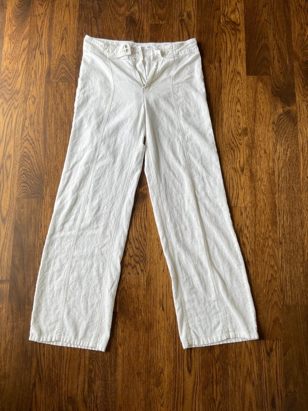 Mango White Linen Blend Drawstring Pants Size X